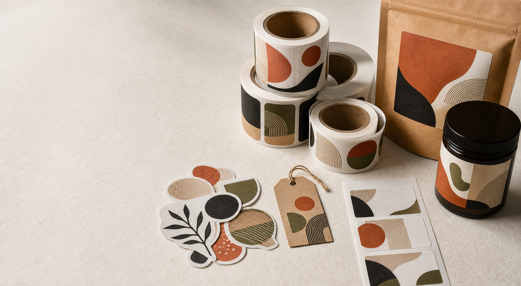 Custom product labels, sticker rolls, shipping labels, and die-cut stickers